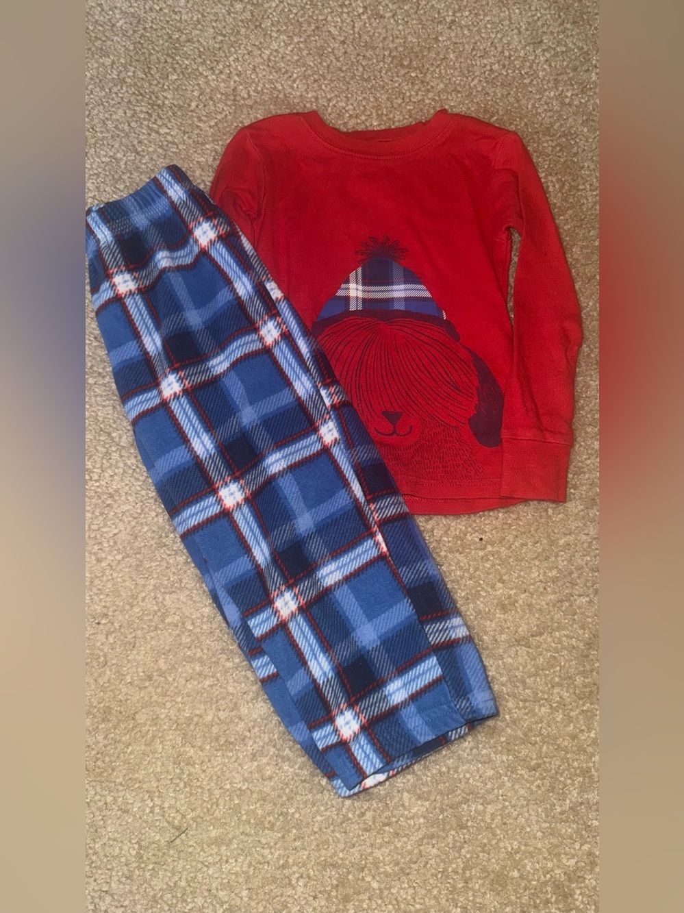 Carter's Red Top with Blue Plaid Pajama Set